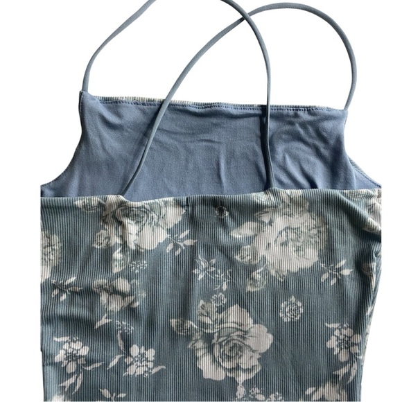 Rue21 Cottagecore Floral Maxi Bodycon Dress with Slit in Blue (XS) - Picture 7 of 8